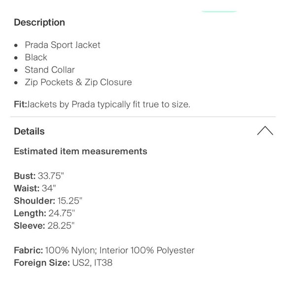 Prada Authentic Solid Black Nylon Windbreaker Long Sleeve Jacket 38 2 Xs - Picture 4 of 9